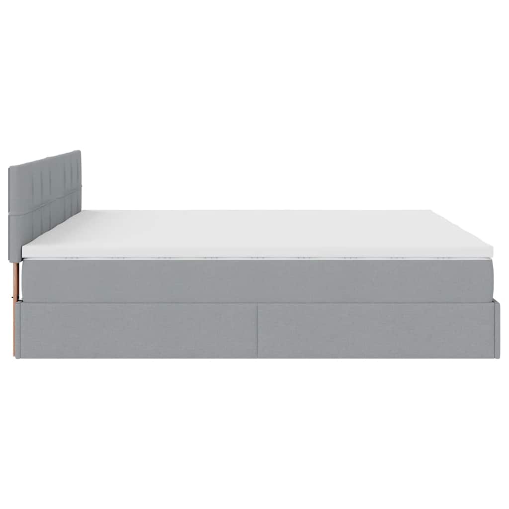 Cadre de lit ottoman et matelas gris clair 160x200cm tissu - XIOS