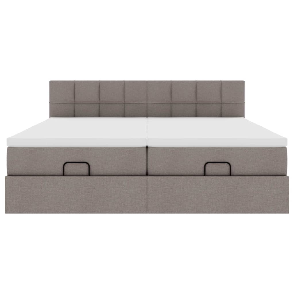 Cadre de lit ottoman avec matelas taupe 160x200 cm tissu - XIOS