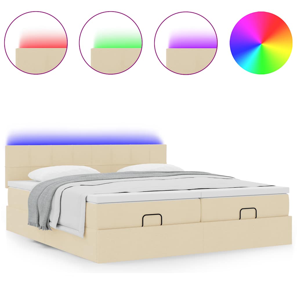 Cadre de lit ottoman avec matelas crème 160x200 cm tissu - XIOS