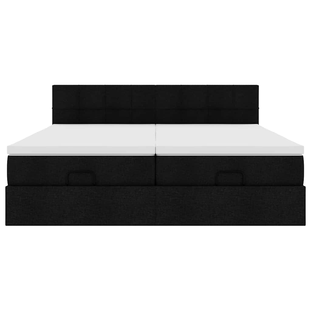 Cadre de lit ottoman avec matelas noir 180x200cm tissu - XIOS