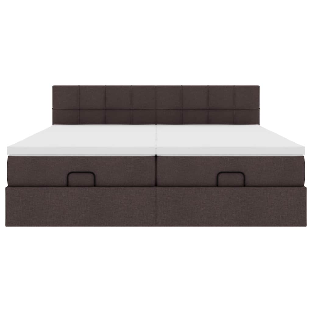 Cadre de lit ottoman avec matelas marron foncé 180x200 cm tissu - XIOS