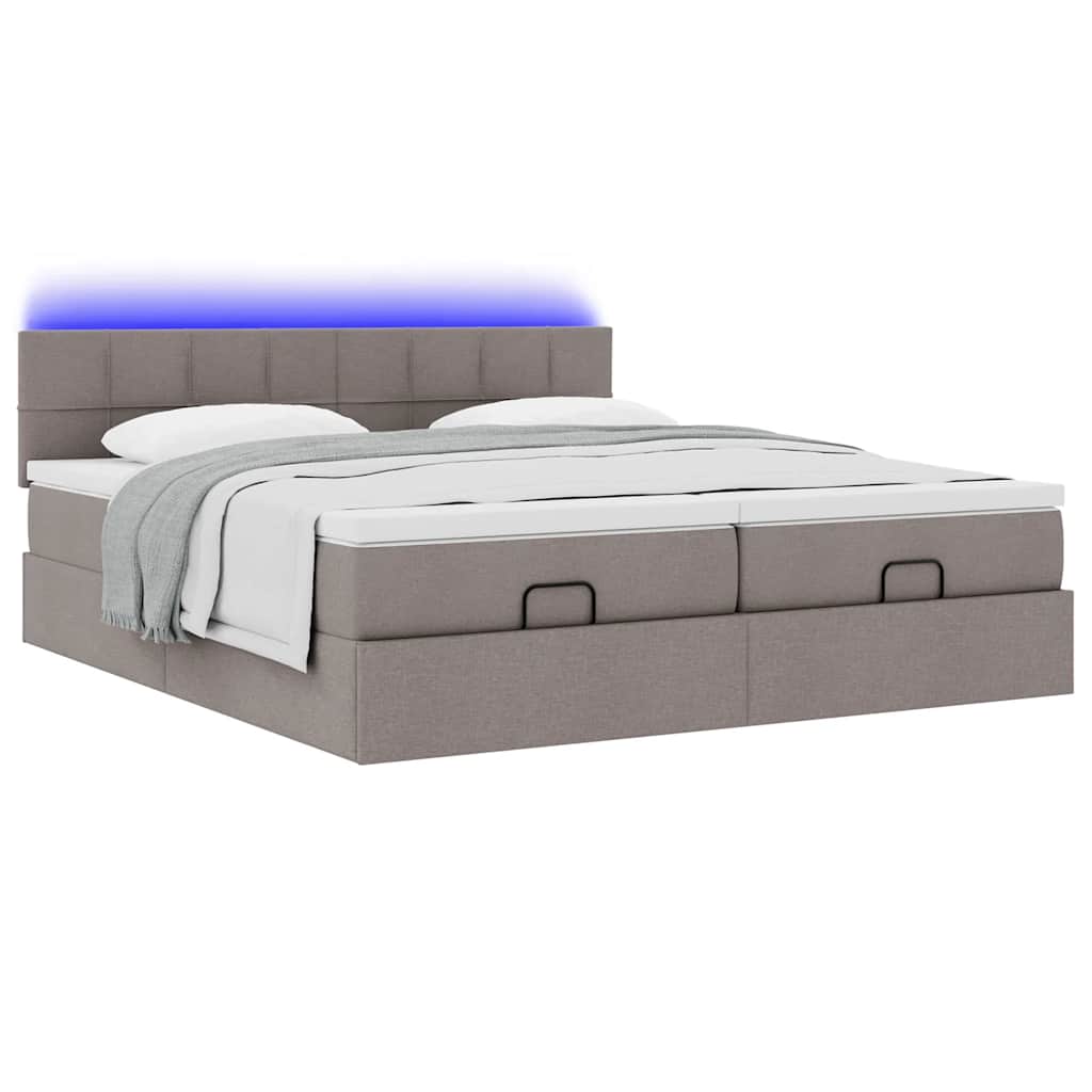 Cadre de lit ottoman avec matelas taupe 180x200 cm tissu - XIOS