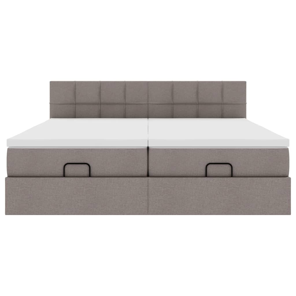 Cadre de lit ottoman avec matelas taupe 180x200 cm tissu - XIOS