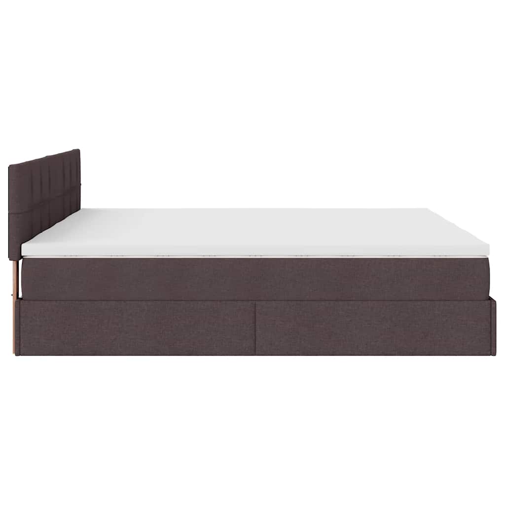 Cadre de lit ottoman avec matelas marron foncé 200x200 cm tissu - XIOS