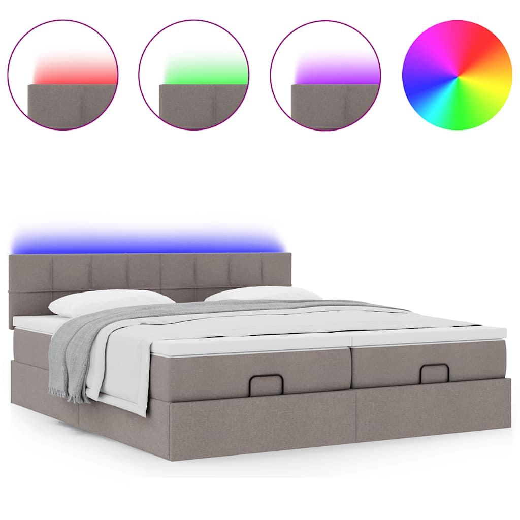 Cadre de lit ottoman avec matelas taupe 200x200cm tissu - XIOS