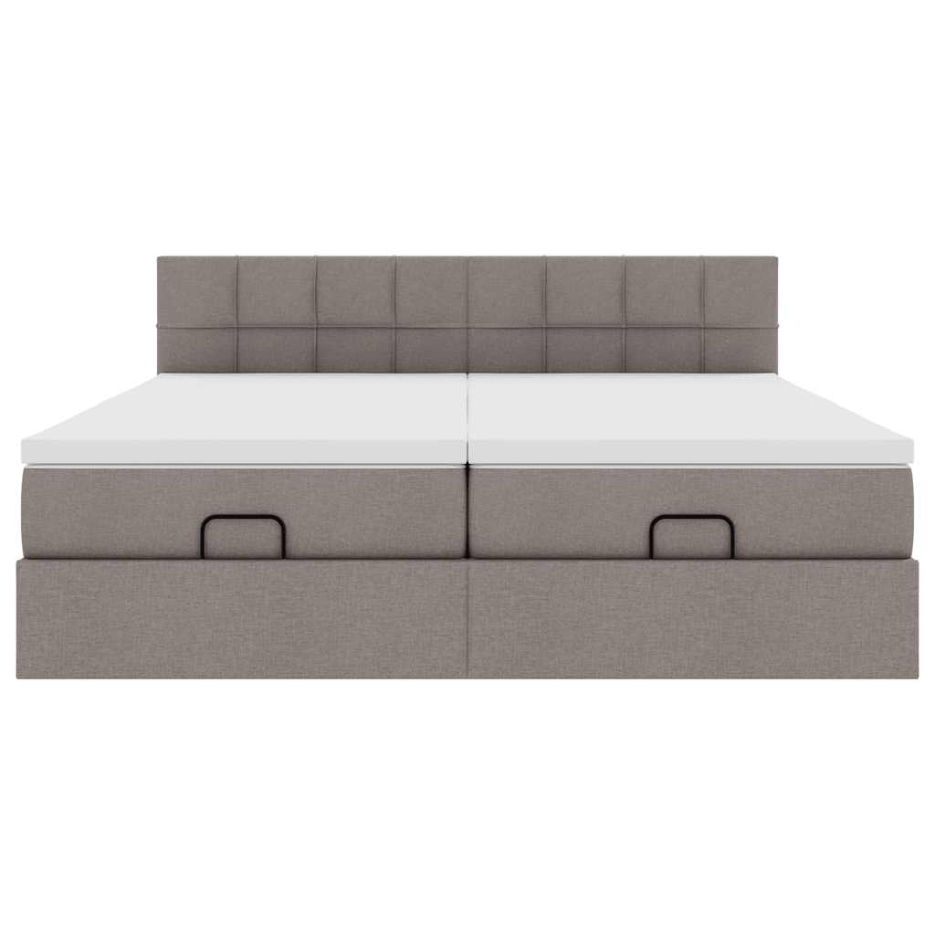 Cadre de lit ottoman avec matelas taupe 200x200cm tissu - XIOS