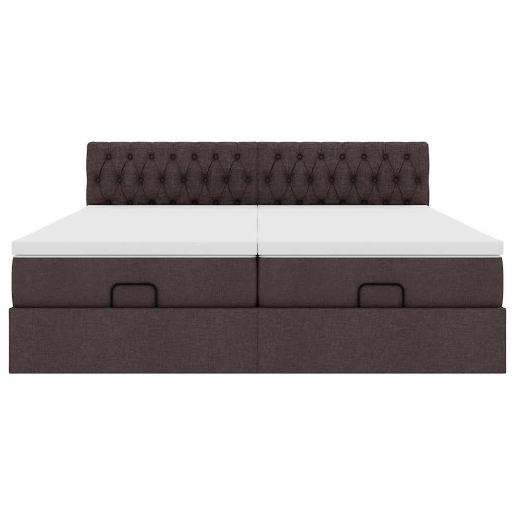 Cadre de lit ottoman avec matelas marron foncé 160x200 cm tissu - XIOS