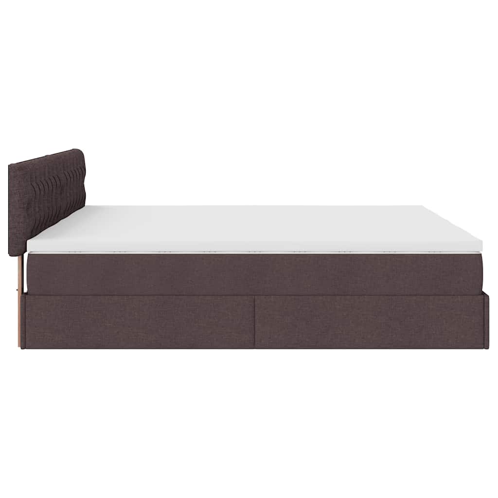 Cadre de lit ottoman avec matelas marron foncé 160x200 cm tissu - XIOS