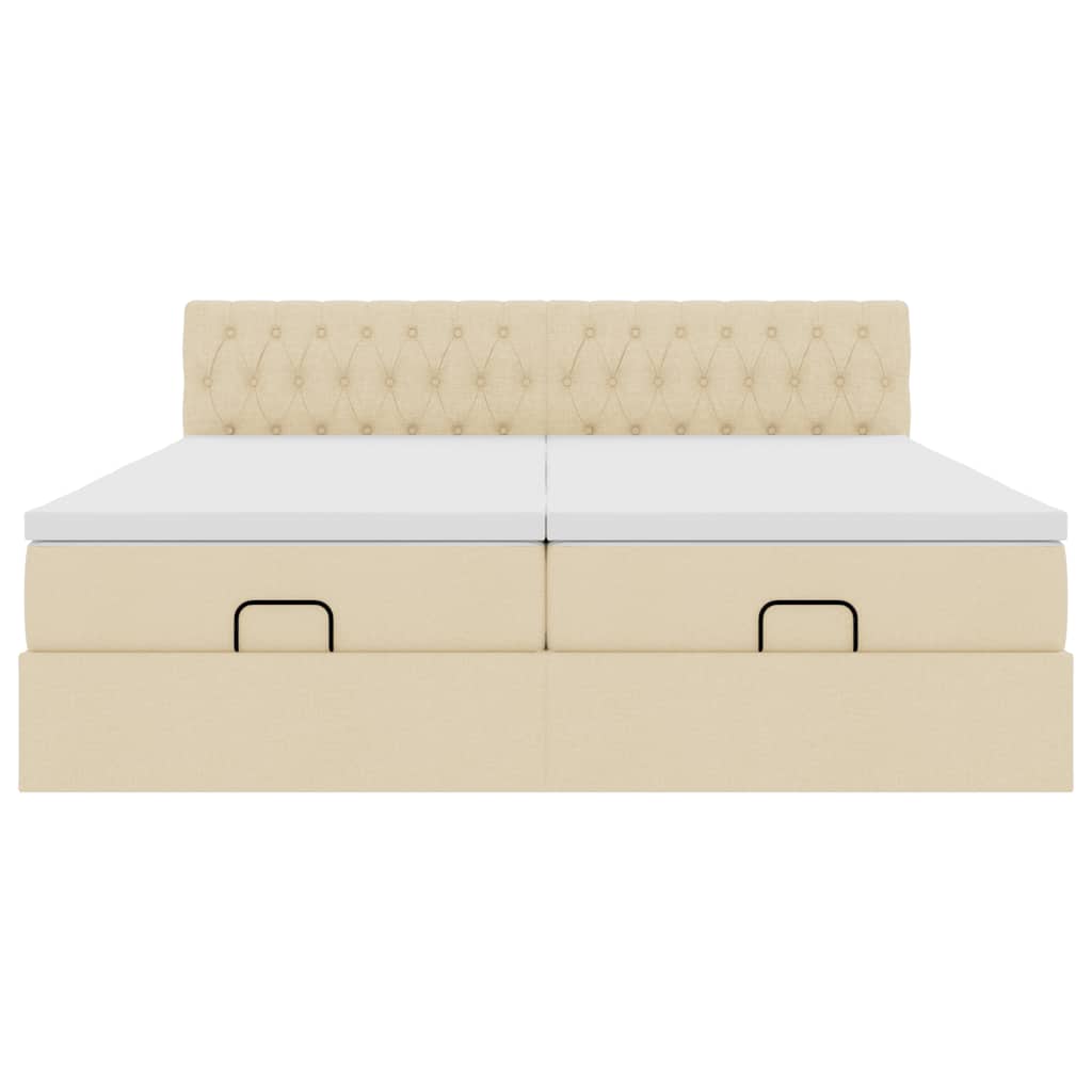 Cadre de lit ottoman avec matelas crème 160x200 cm tissu - XIOS