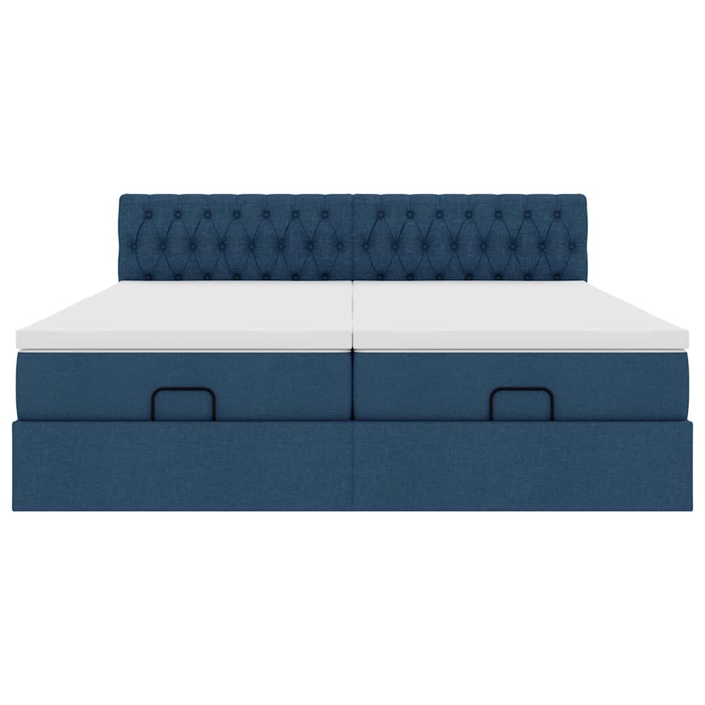 Cadre de lit ottoman avec matelas bleu 160x200 cm tissu - XIOS