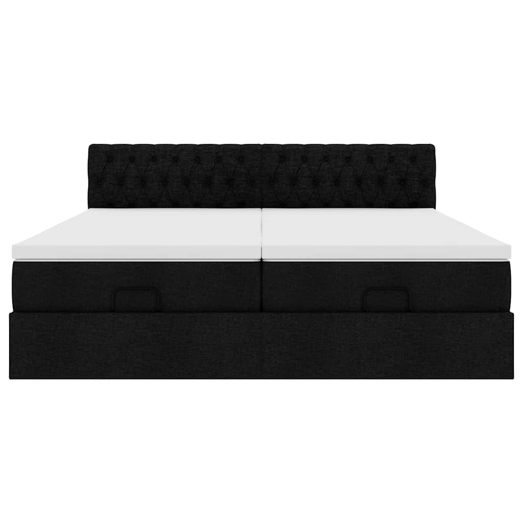 Cadre de lit ottoman avec matelas noir 180x200cm tissu - XIOS