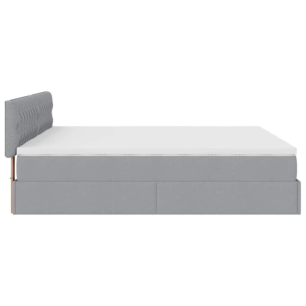 Cadre de lit ottoman et matelas gris clair 200x200cm tissu - XIOS