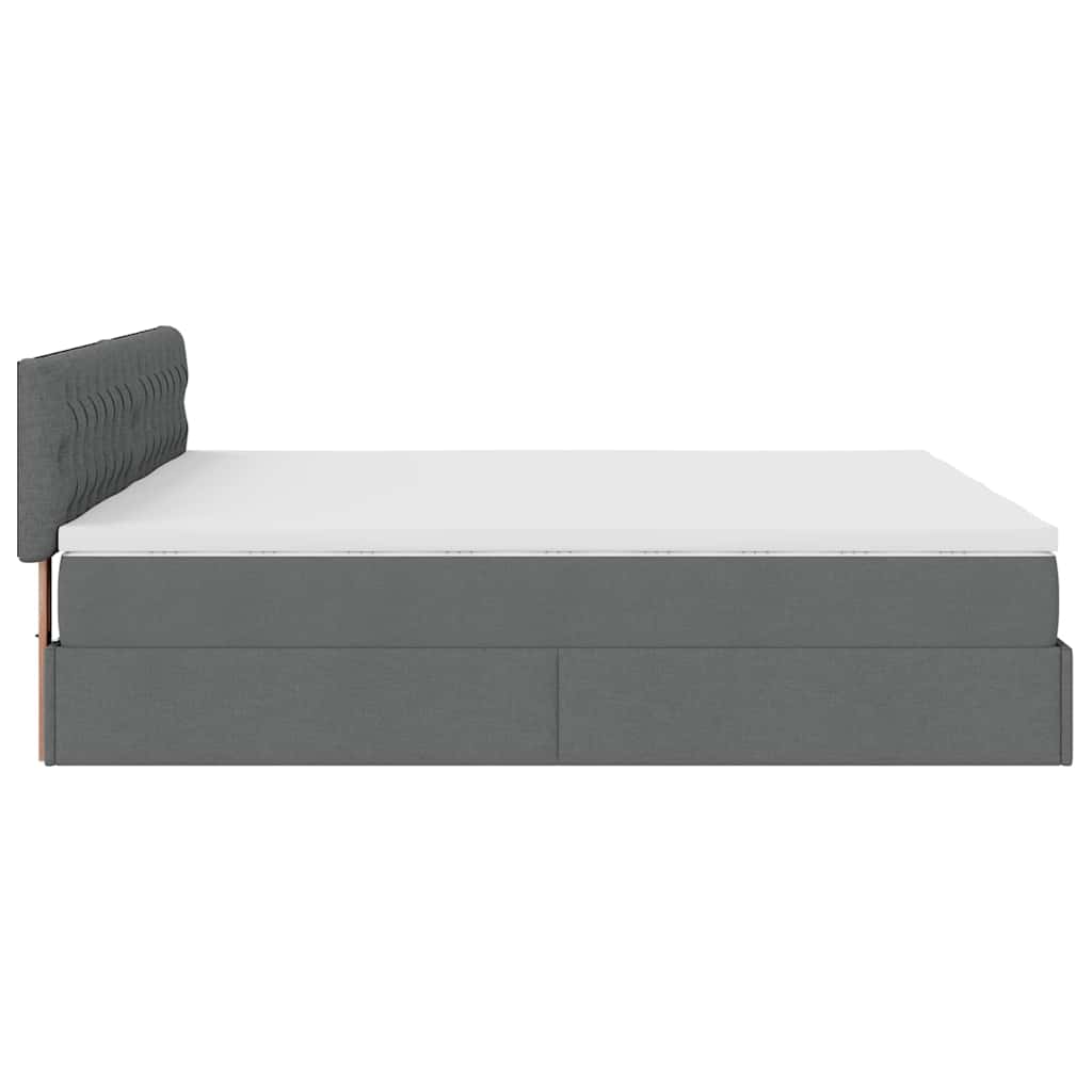 Cadre de lit ottoman avec matelas gris foncé 200x200cm tissu - XIOS