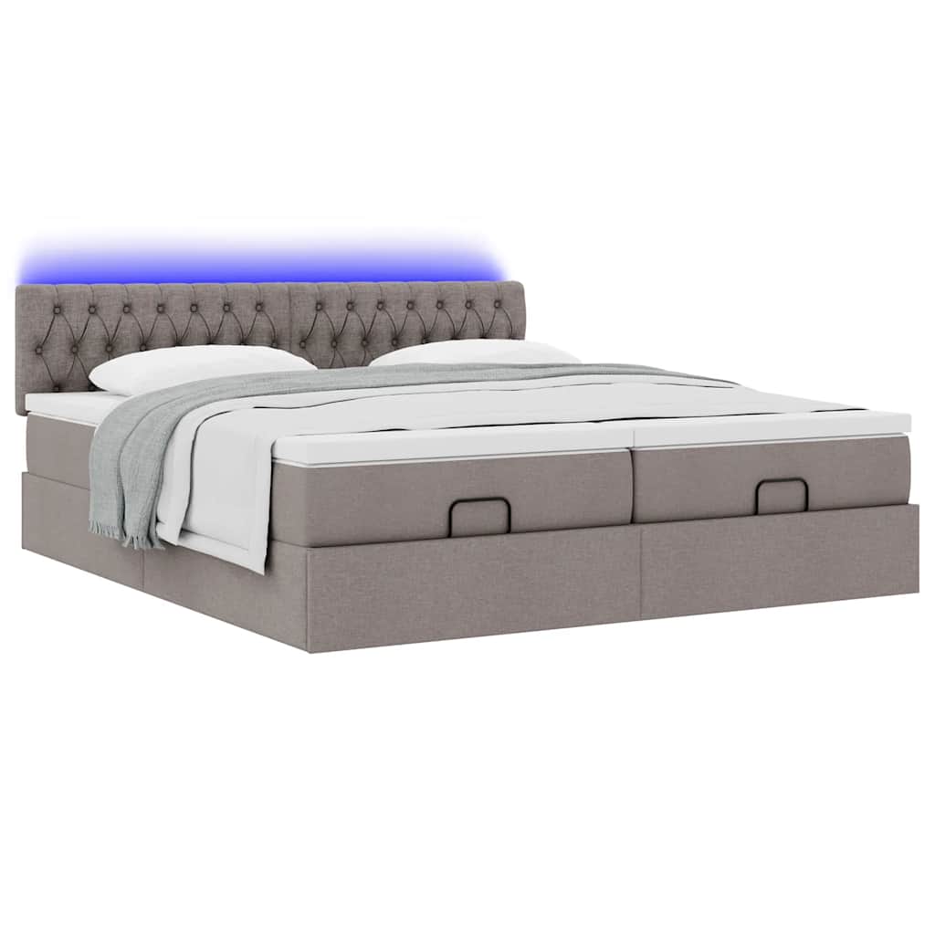 Cadre de lit ottoman avec matelas taupe 200x200cm tissu - XIOS