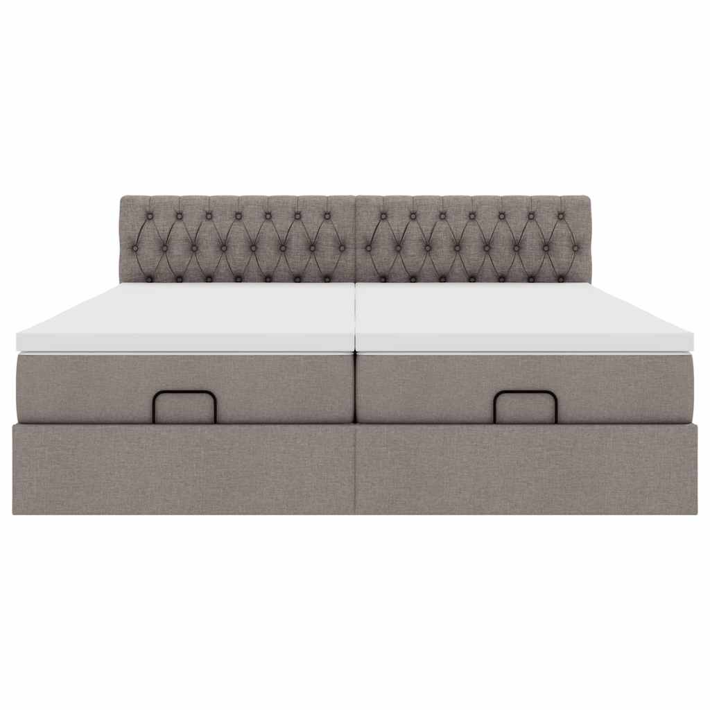 Cadre de lit ottoman avec matelas taupe 200x200cm tissu - XIOS