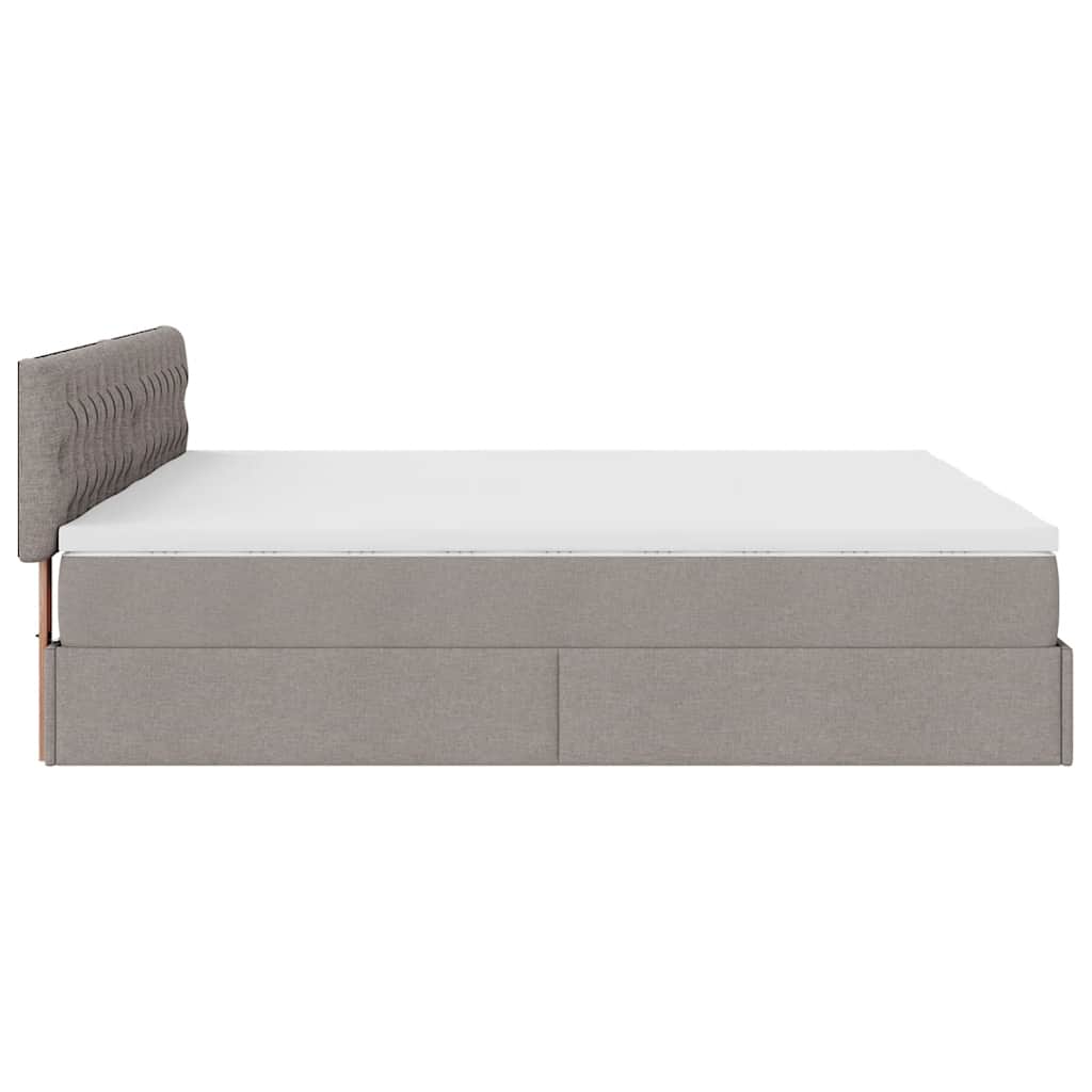 Cadre de lit ottoman avec matelas taupe 200x200cm tissu - XIOS