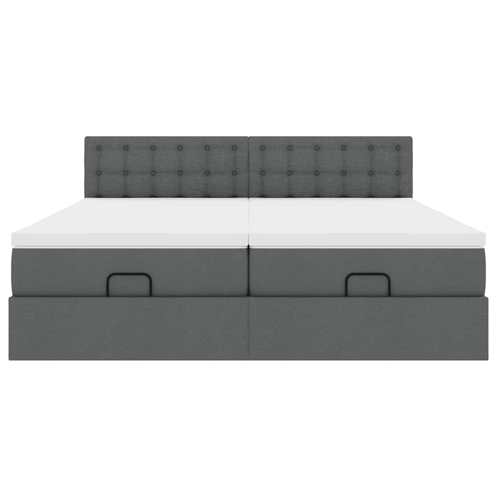 Cadre de lit ottoman avec matelas gris foncé 180x200cm tissu - XIOS