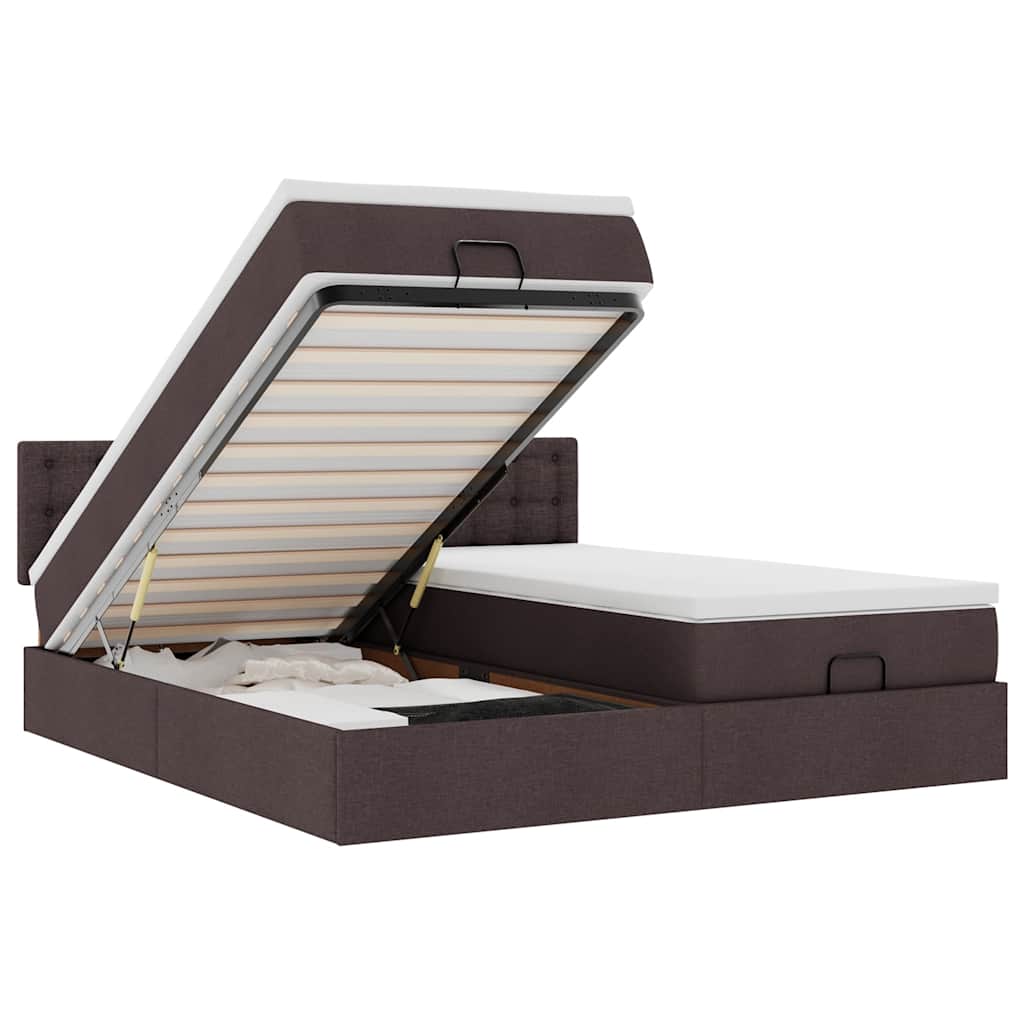 Cadre de lit ottoman avec matelas marron foncé 180x200 cm tissu Lits & cadres de lit vidaXL