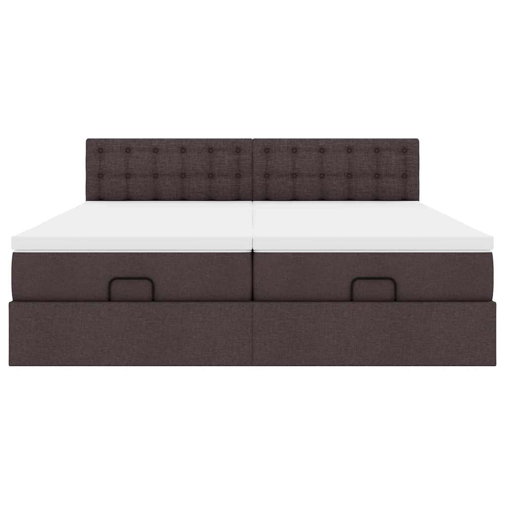 Cadre de lit ottoman avec matelas marron foncé 180x200 cm tissu - XIOS
