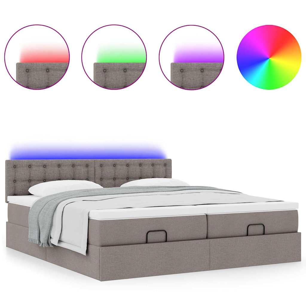 Cadre de lit ottoman avec matelas taupe 200x200cm tissu - XIOS