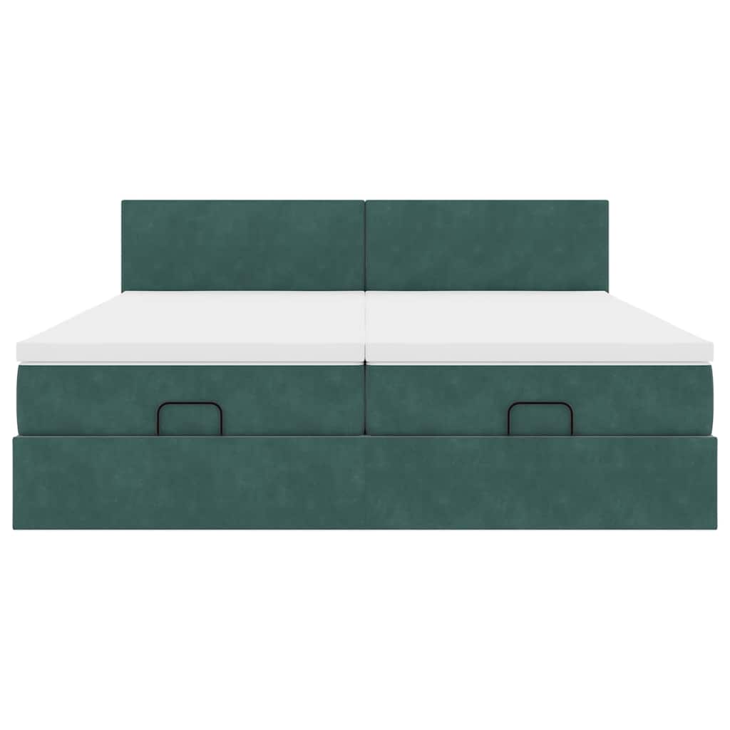 Cadre de lit ottoman avec matelas vert foncé 180x200cm velours - XIOS