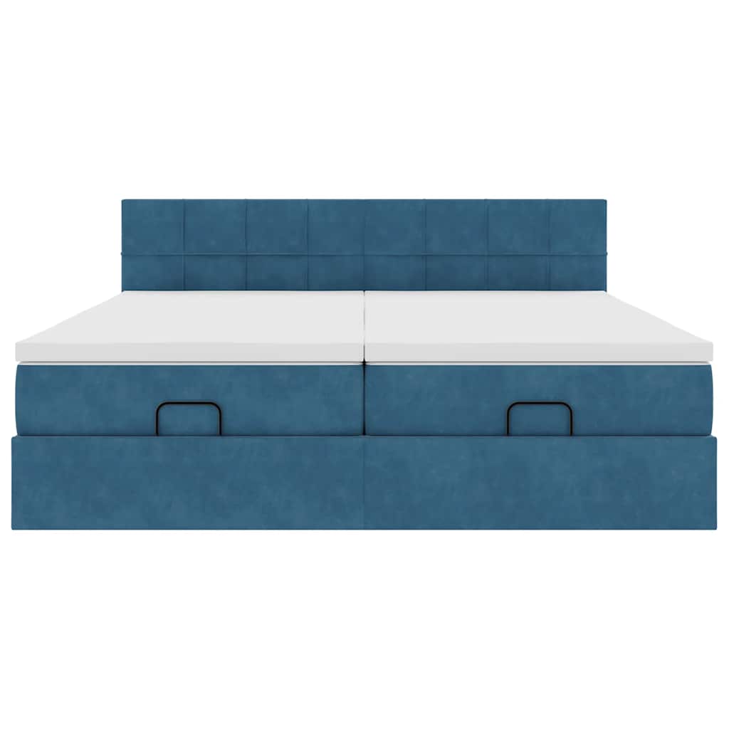 Cadre de lit ottoman avec matelas bleu foncé 180x200 cm velours - XIOS