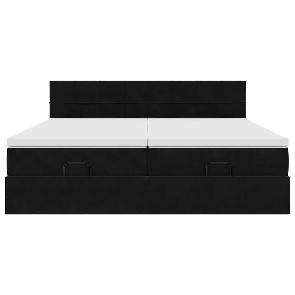Cadre de lit ottoman avec matelas noir 200x200cm velours - XIOS