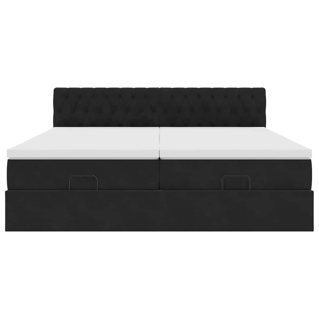 Cadre de lit ottoman avec matelas noir 160x200 cm velours - XIOS