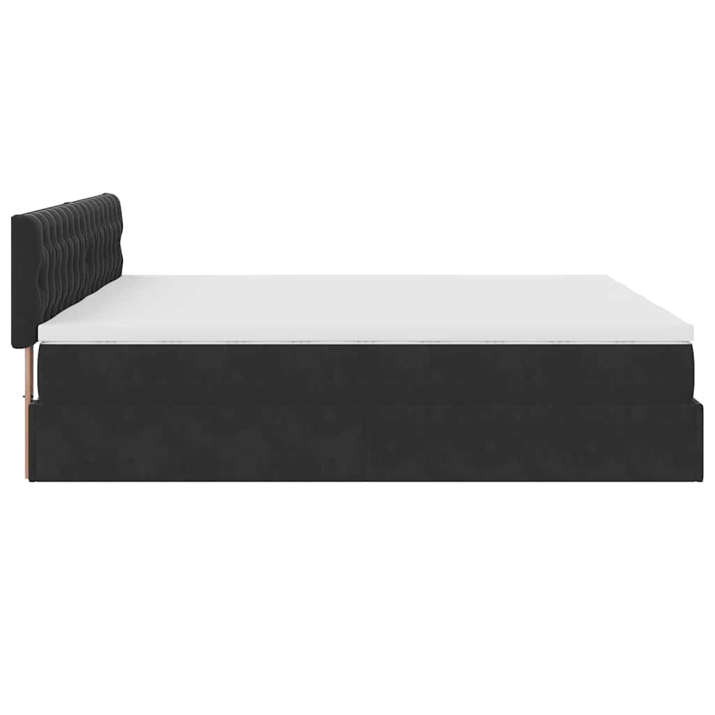 Cadre de lit ottoman avec matelas noir 160x200 cm velours - XIOS