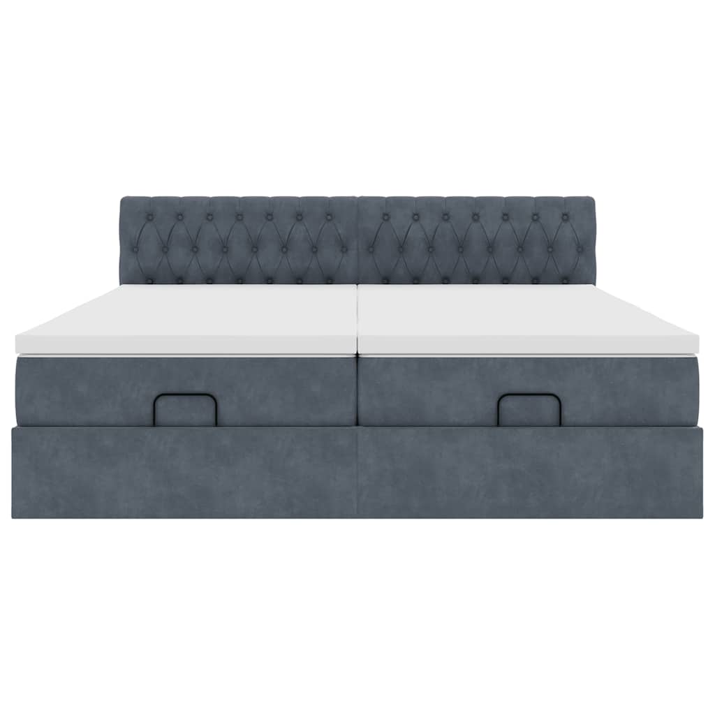 Cadre de lit ottoman avec matelas gris foncé 180x200cm velours - XIOS