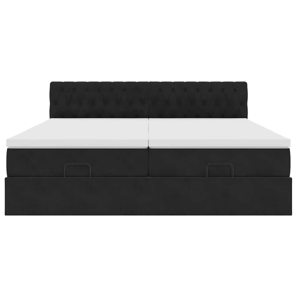 Cadre de lit ottoman avec matelas noir 180x200cm velours - XIOS
