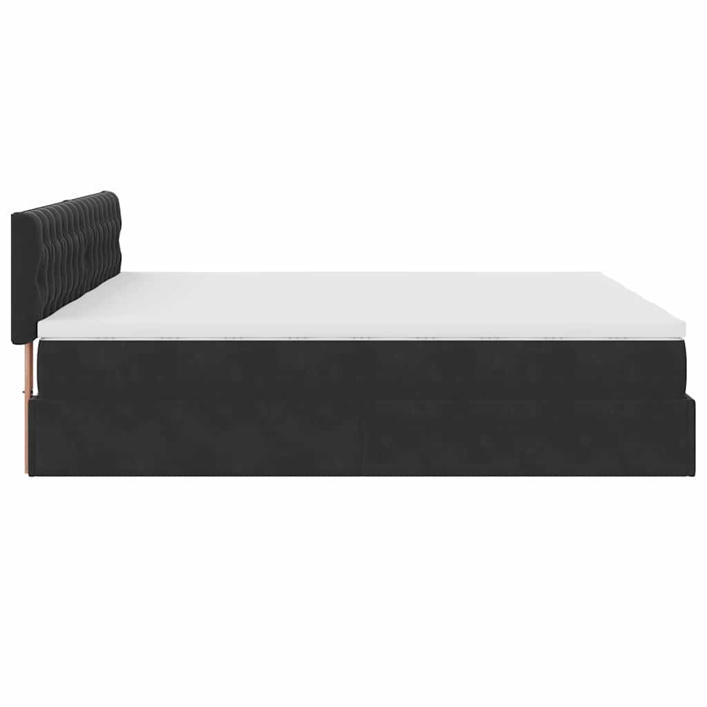 Cadre de lit ottoman avec matelas noir 180x200cm velours - XIOS