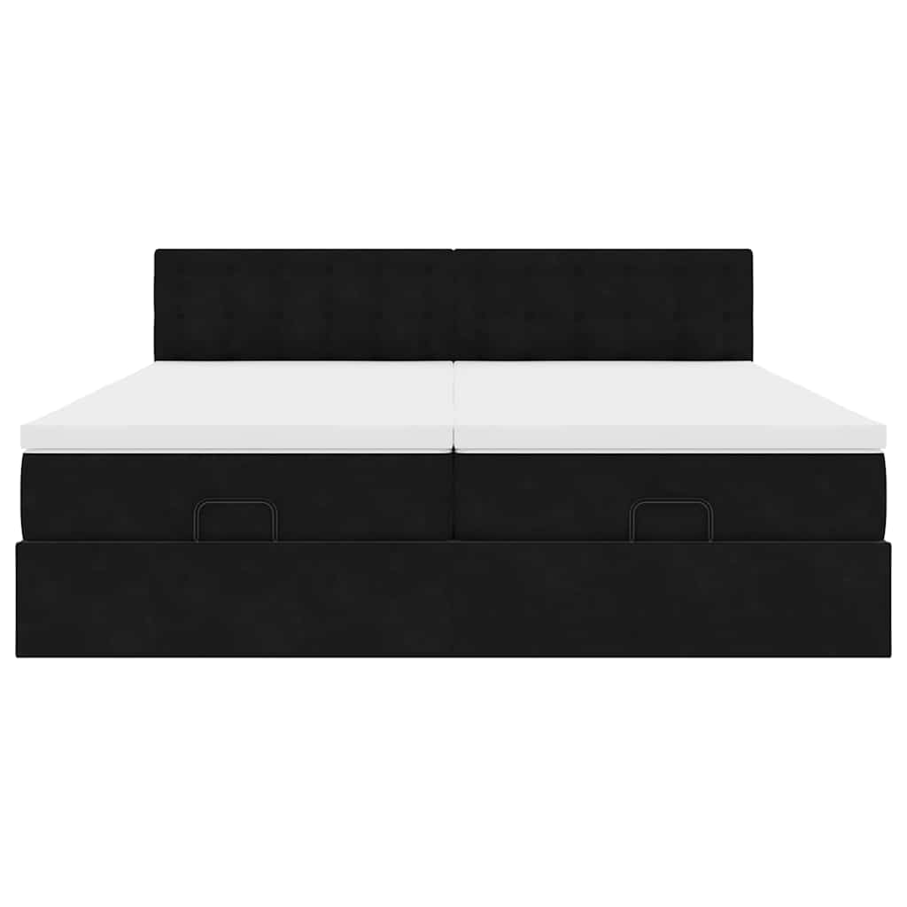 Cadre de lit ottoman avec matelas noir 200x200cm velours - XIOS