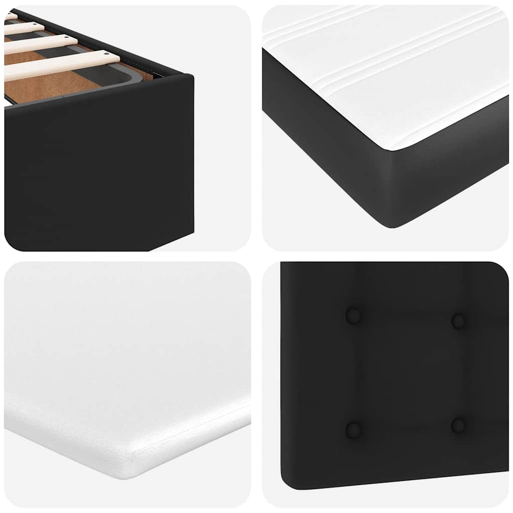 Lit ottoman avec matelas noir 80x200 cm similicuir