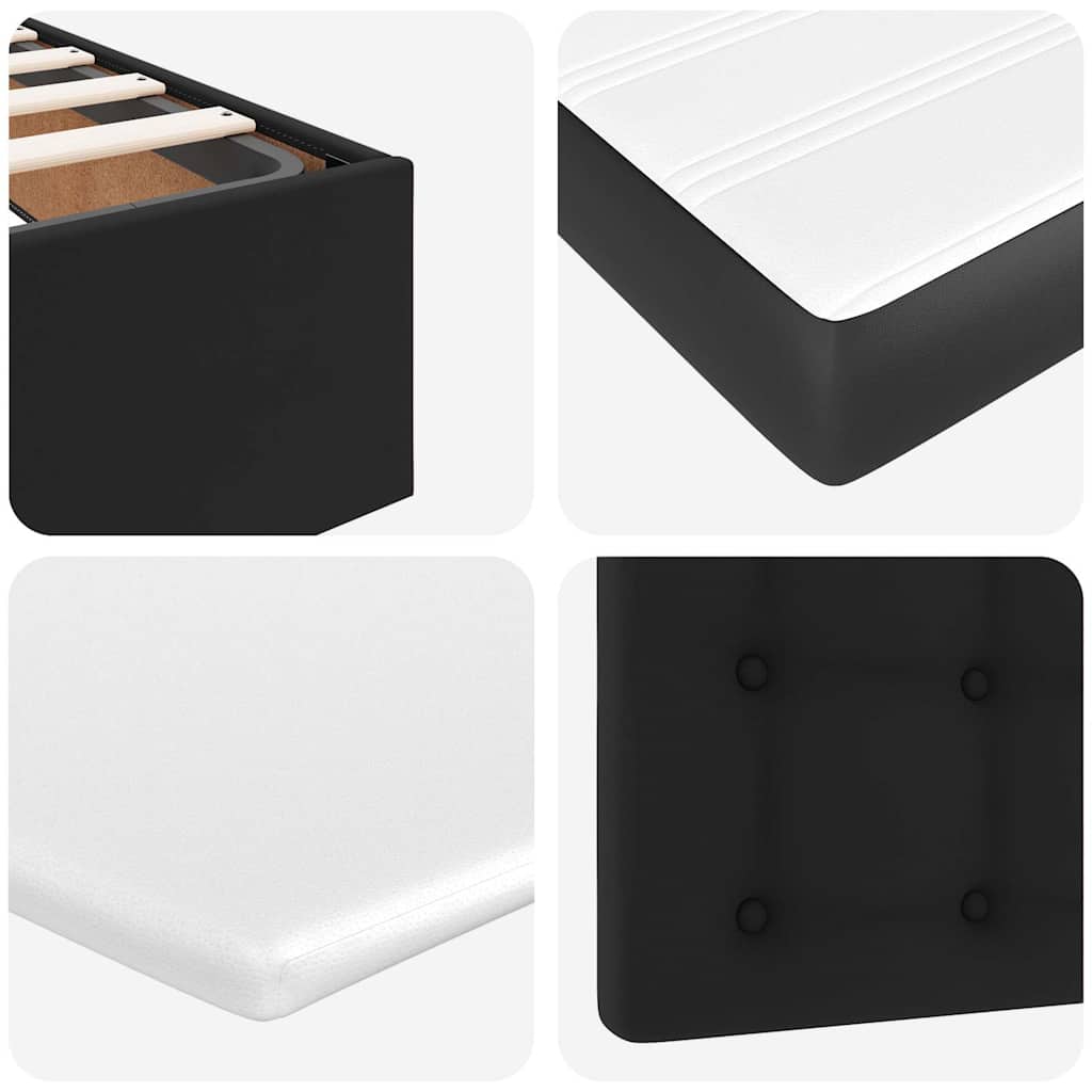 Lit ottoman avec matelas noir 90x190 cm similicuir