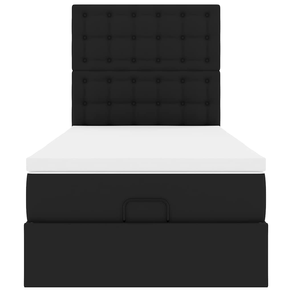 Lit ottoman avec matelas noir 90x200 cm similicuir - XIOS