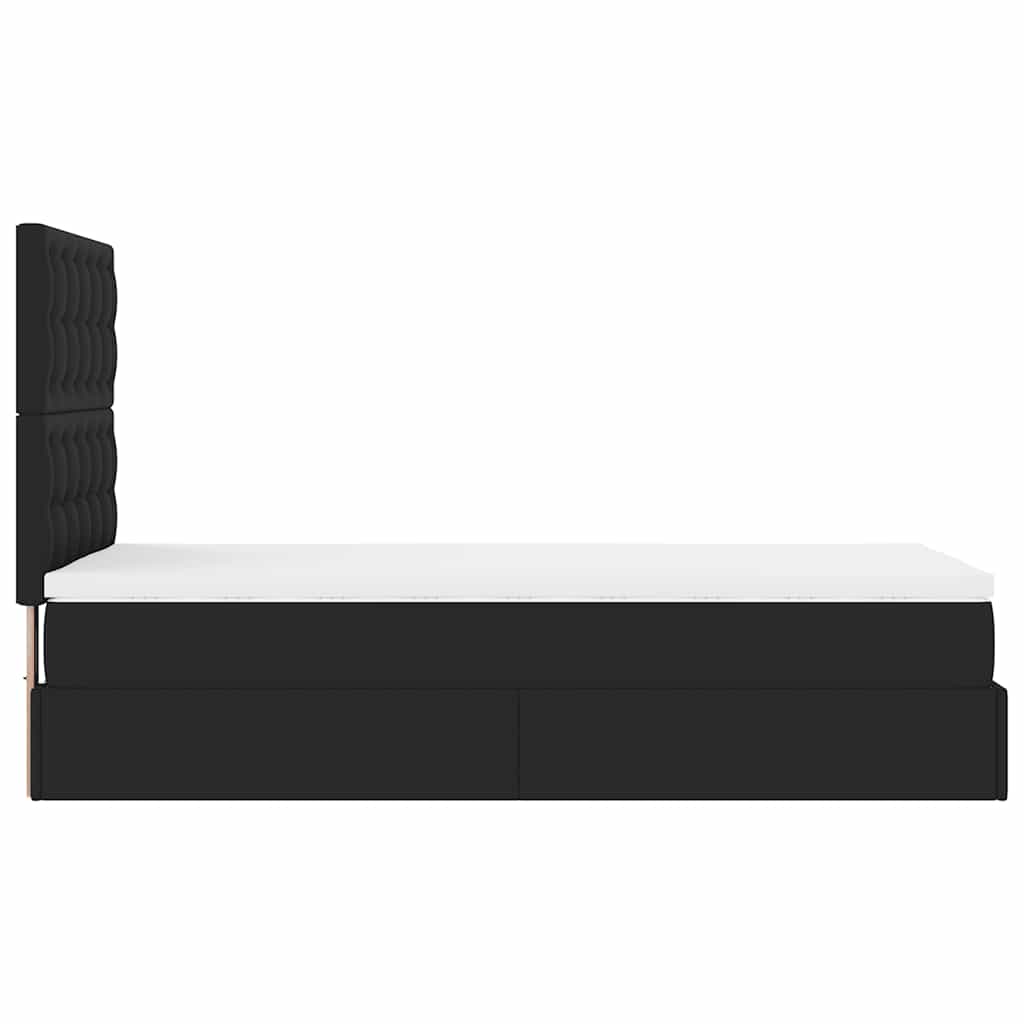 Lit ottoman avec matelas noir 90x200 cm similicuir - XIOS