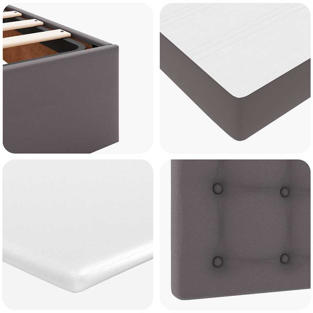 Lit ottoman avec matelas gris 90x200 cm similicuir