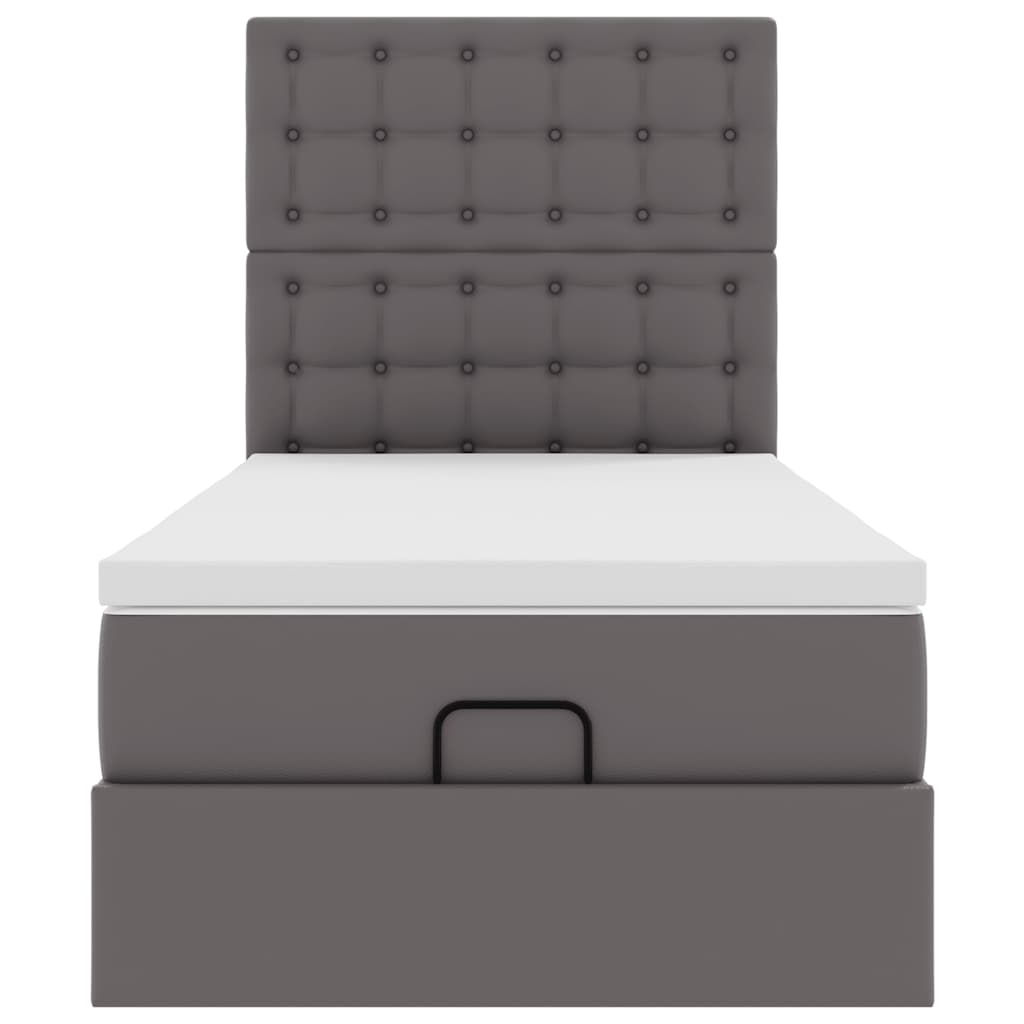 Lit ottoman avec matelas gris 90x200 cm similicuir - XIOS
