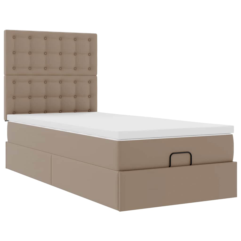 Lit ottoman et matelas cappuccino 100x200cm similicuir - XIOS