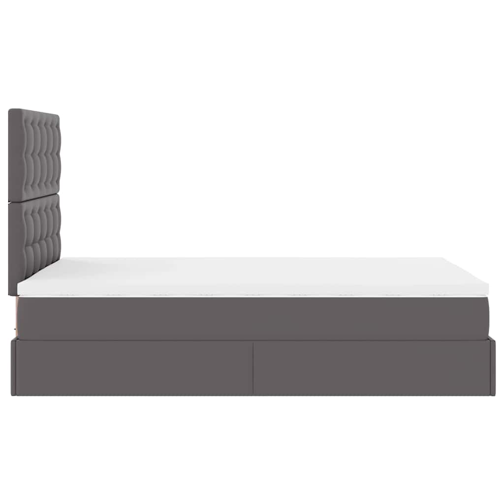 Cadre de lit ottoman avec matelas gris 120x190 cm similicuir - XIOS