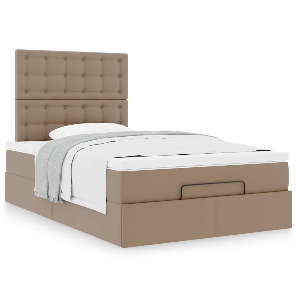 Cadre de lit ottoman et matelas cappuccino 120x190cm similicuir - XIOS