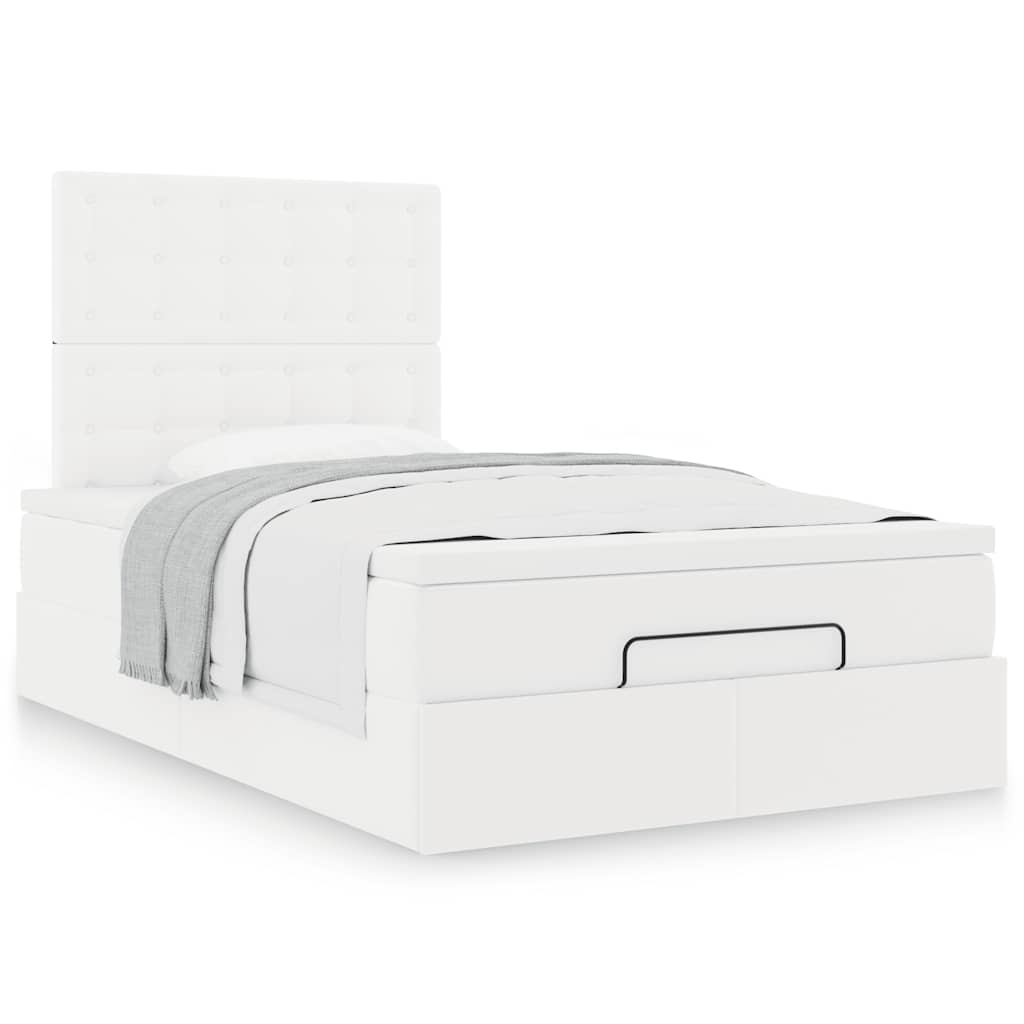 Cadre de lit ottoman avec matelas blanc 120x200 cm similicuir - XIOS