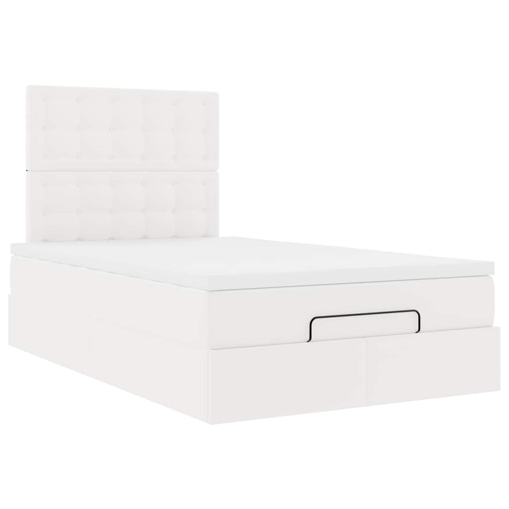 Cadre de lit ottoman avec matelas blanc 120x200 cm similicuir - XIOS
