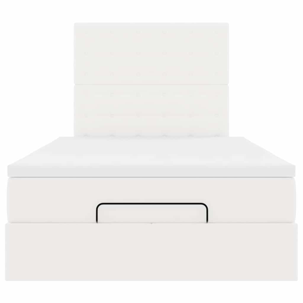 Cadre de lit ottoman avec matelas blanc 120x200 cm similicuir - XIOS