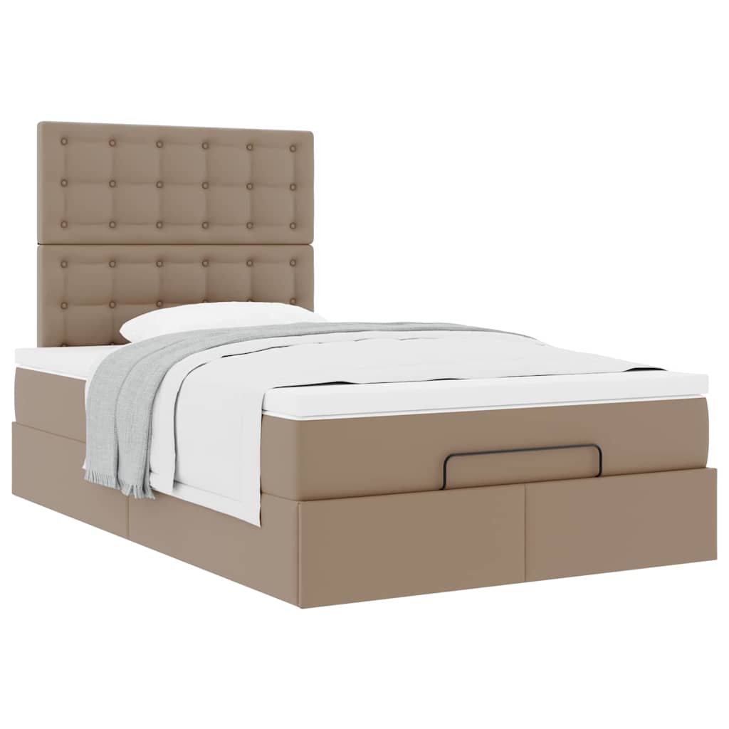 Cadre de lit ottoman et matelas cappuccino 120x200cm similicuir - XIOS