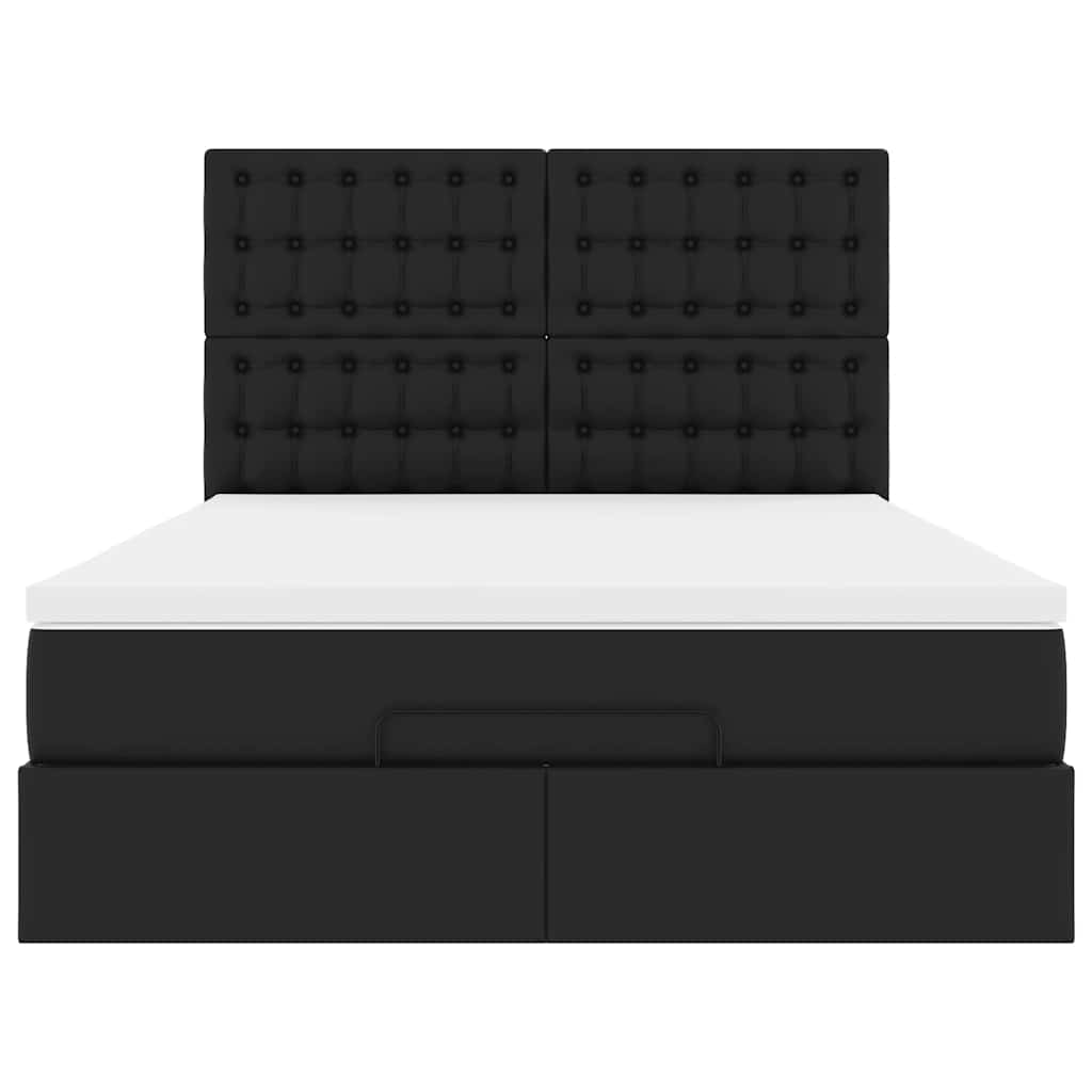 Cadre de lit ottoman avec matelas noir 140x200 cm similicuir - XIOS