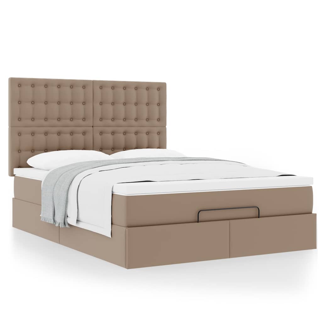 Cadre de lit ottoman et matelas cappuccino 140x200cm similicuir - XIOS