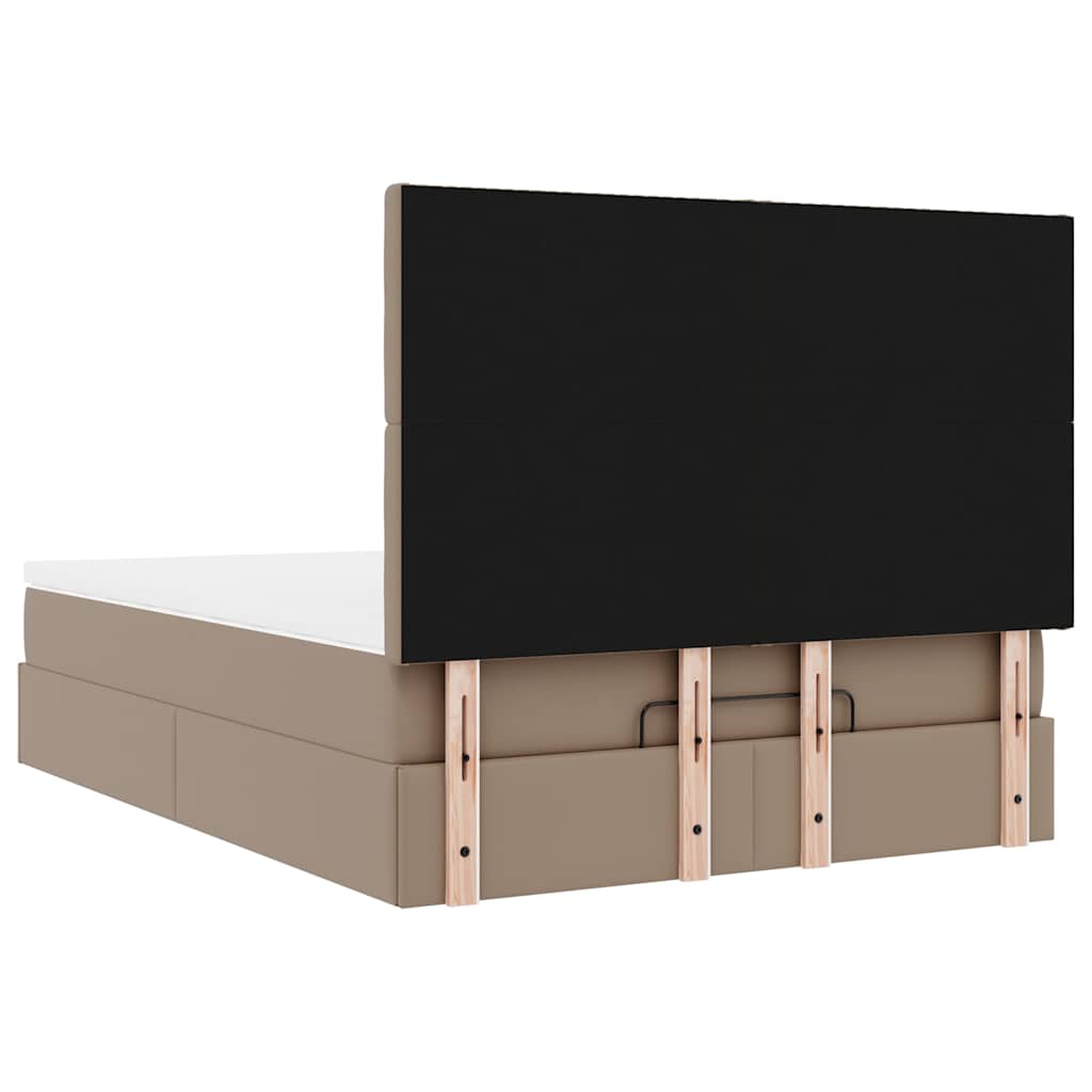 Cadre de lit ottoman et matelas cappuccino 140x200cm similicuir - XIOS