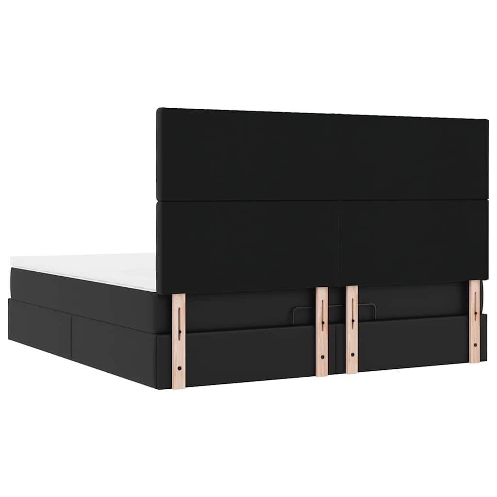 Cadre de lit ottoman avec matelas noir 160x200 cm similicuir - XIOS